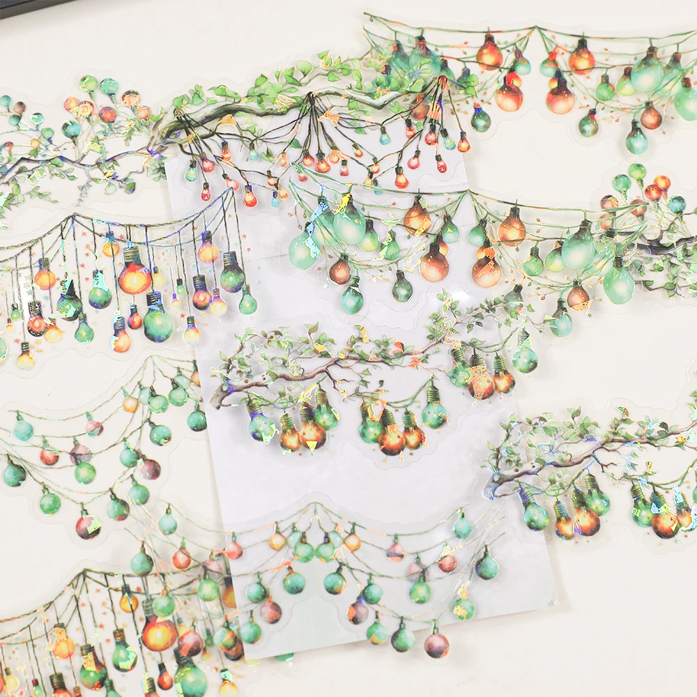Mr.Paper 12pcs/bag Shell Holographic PET Light Bulb Scene Stickers DIY Base Decor for Journal Photo Frame Scrapbook Collage