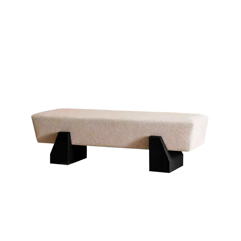 

Nordic light luxury solid wood home shoe changing stool, Italian minimalist bedroom fabric bedside chenille bench