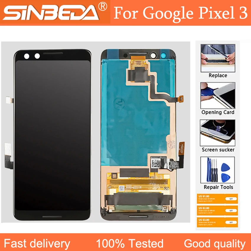 

AAA New LCD Amoled For Google Pixel 3 G013A 5.5" LCD Touch Screen Display Assembly Digitizer Replacement For Pixel 3 LCD Screen