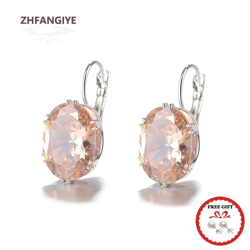 

Fashion Earrings 925 Silver Jewelry Oval Zircon Gemstone Drop Earring for Women Wedding Promise Party Accessories Wholesale