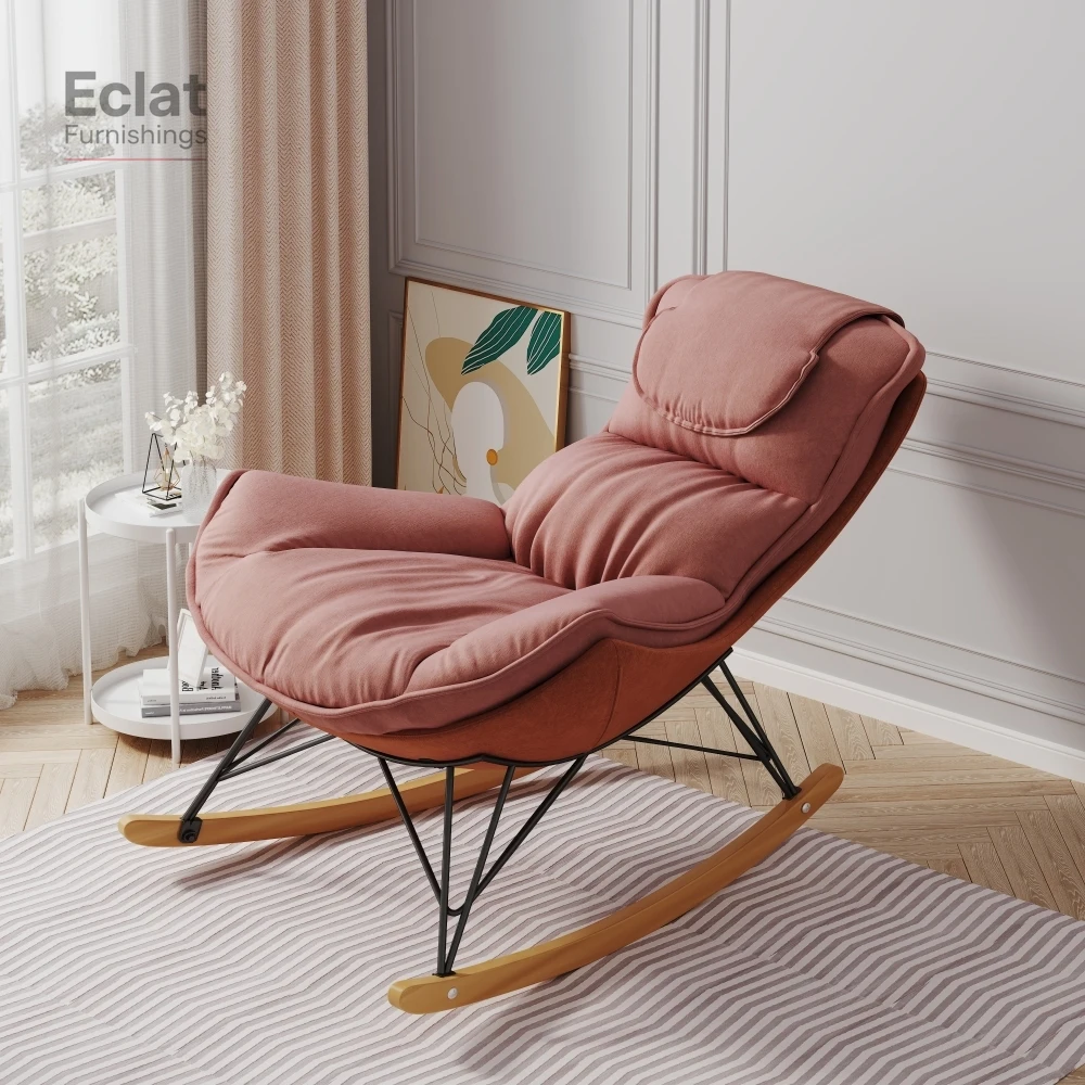

Modern Glider Chair,Recliner Armchair with Wood Legs and Side Pocket,Nursery Rocking Accent Chair with High Back for Living Room