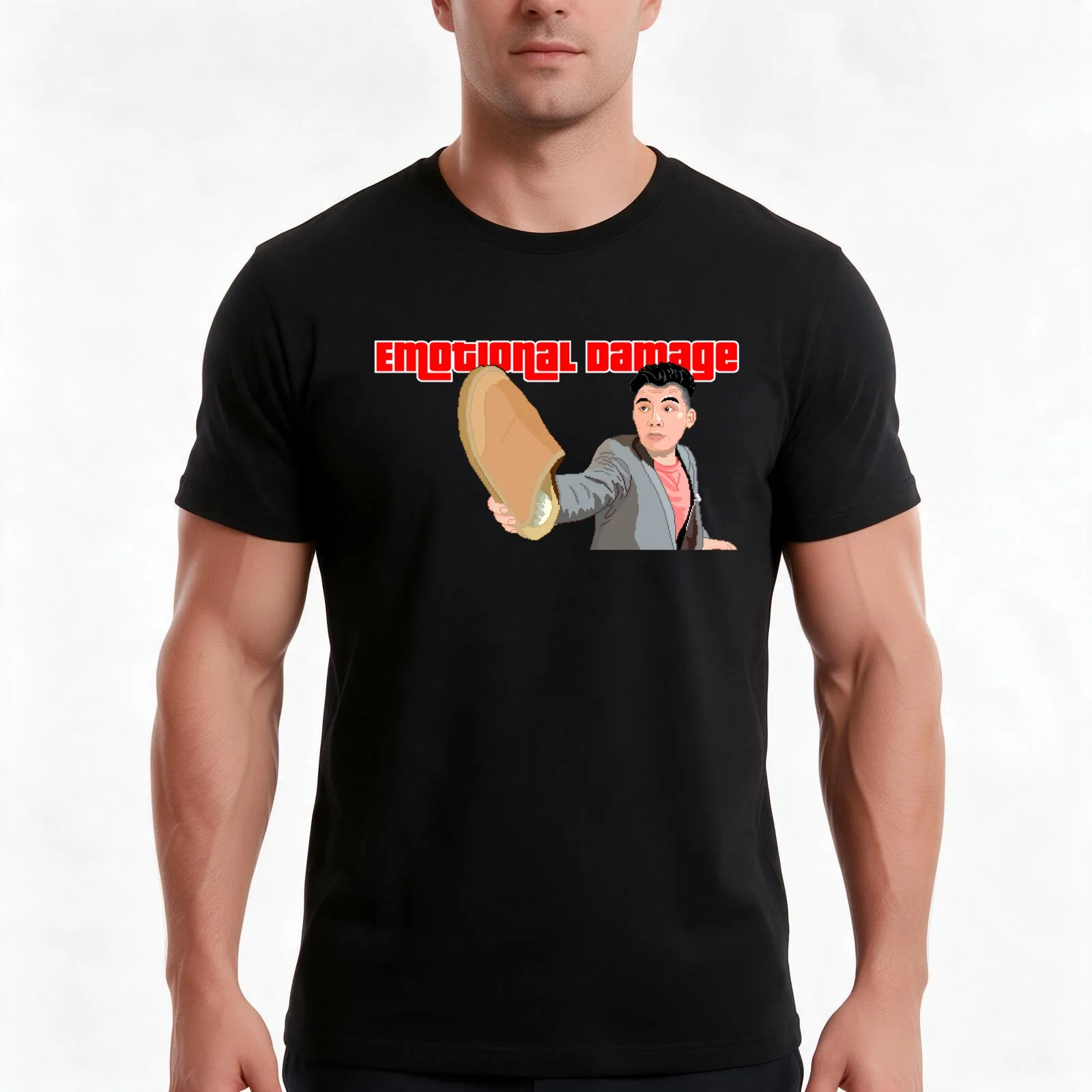 steven he-emotional damage T-Shirt Summer Casual Cotton Tee Oversized Streetwear Tops Vintage Graphic Print Unisex Men Women