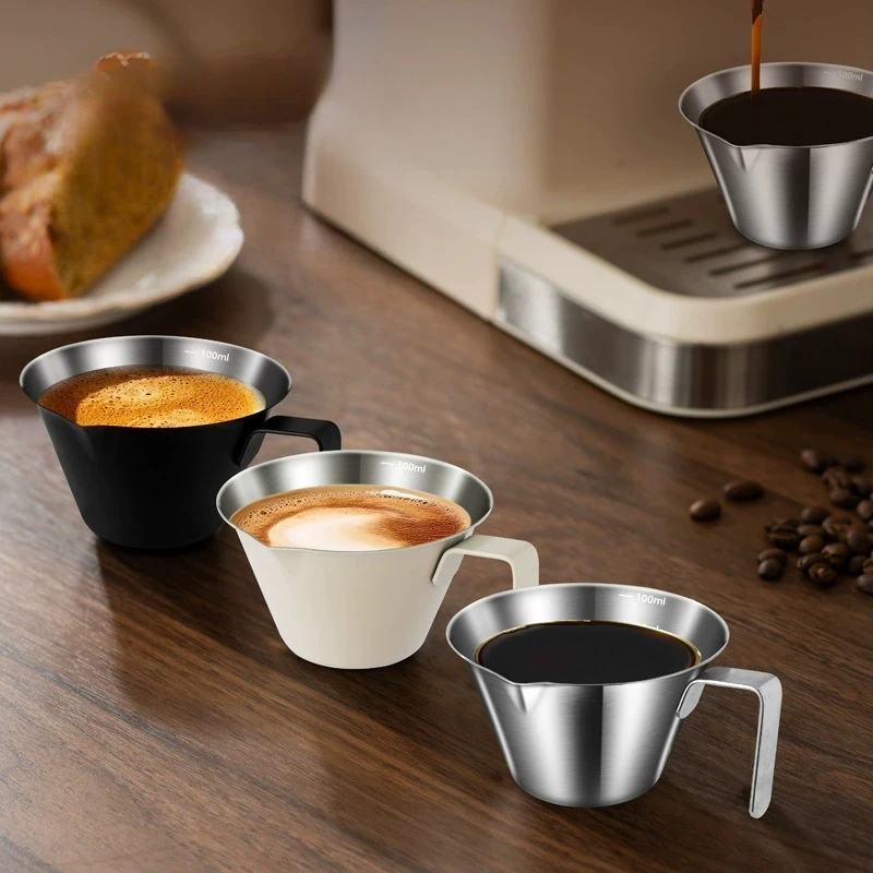 1pc Compact Convenient Practical 100ML Espresso Extraction Cup 304 Stainless Steel Exquisite Ounce Coffee Cup Home Kitchen Cafe