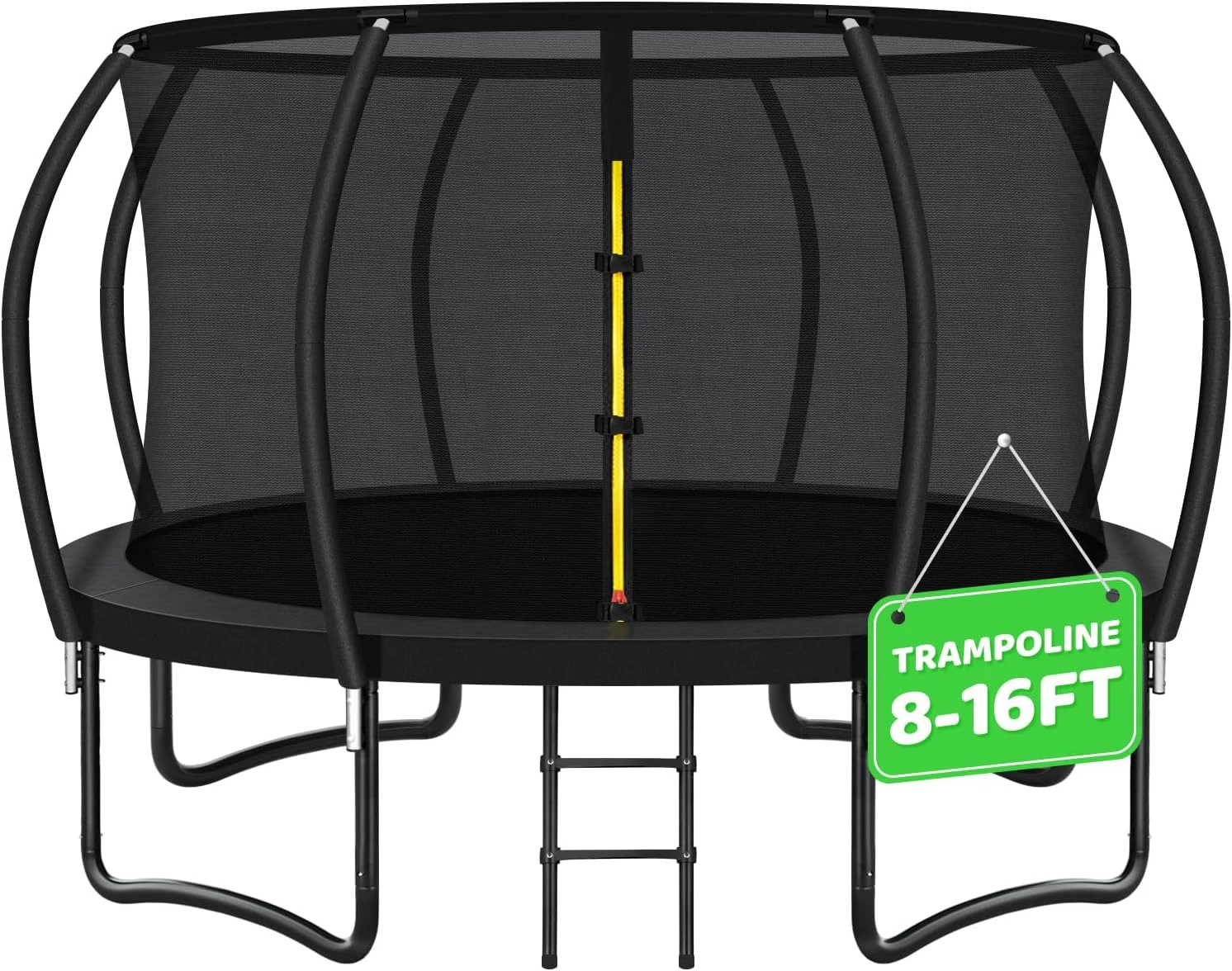 Trampoline 8FT-16FT, Recreational Trampolines with Enclosure Net and Ladder, Outdoor Anti-Rust Trampolines for Kids and Adults