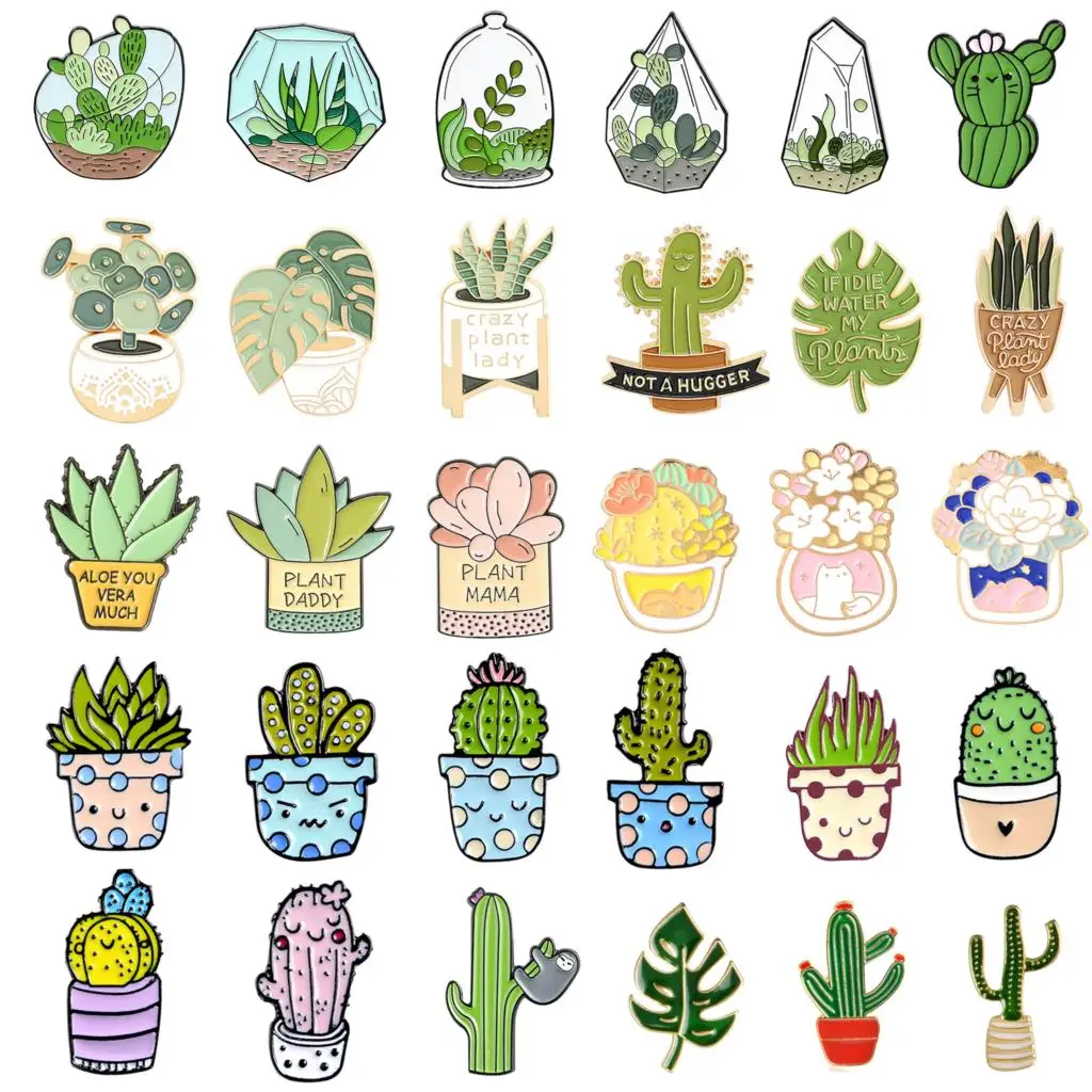 Cactus Brooch Plant Brooch Aquatic Brooch Aloe Brooch Plant Alloy Cactus Badge Cactus Pin Potted Plants Pin Aloe Pin Lapel Pin