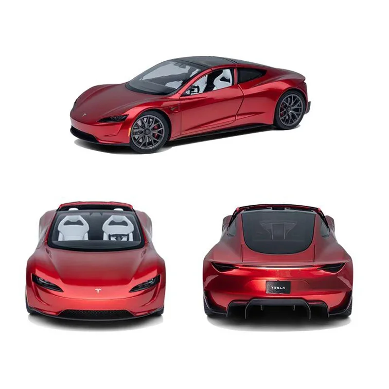 1/18 For Tesla Roadster Diecast Model Car Toys Gift Display Collection Ornaments Red Color