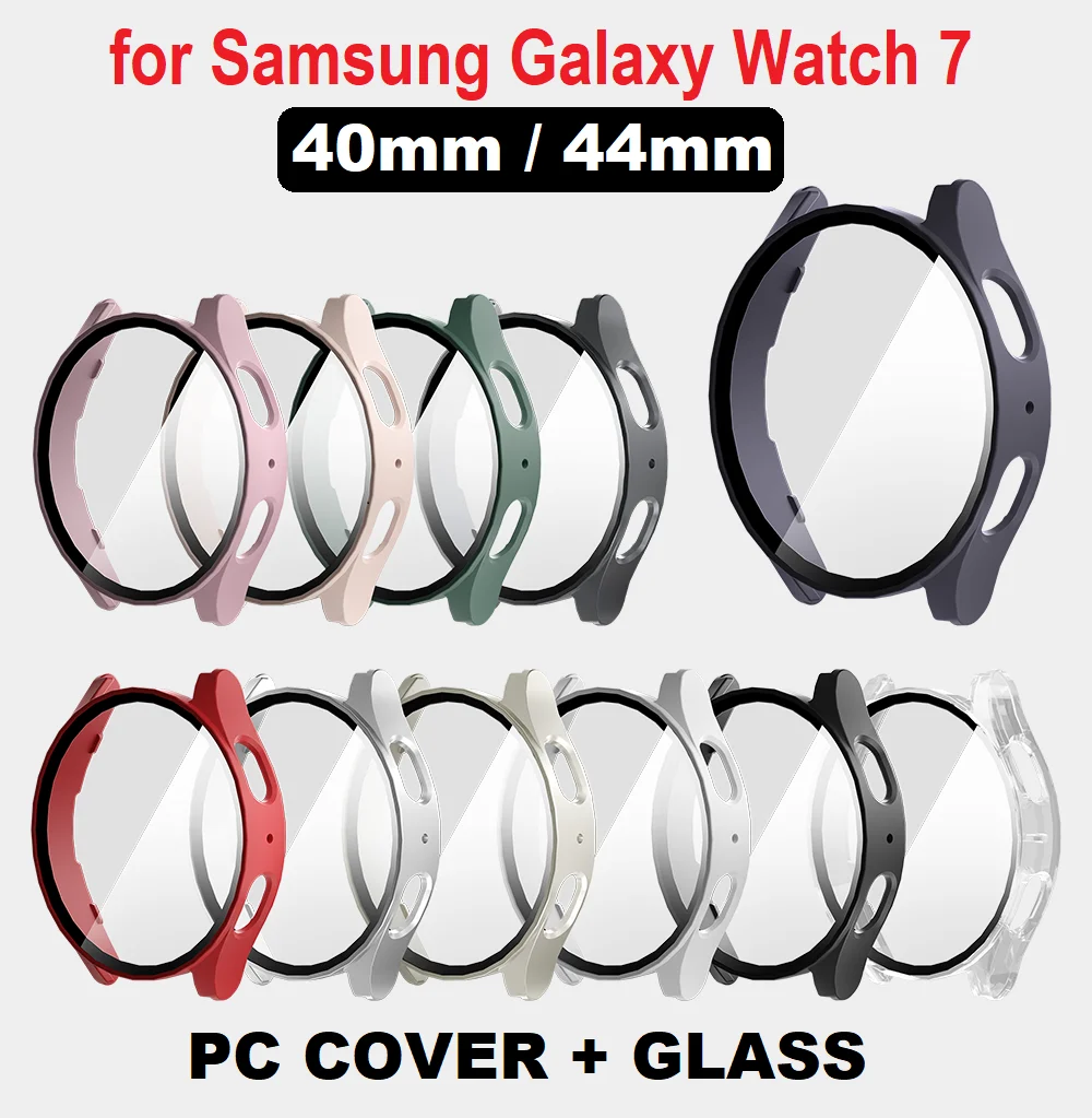 30pcs PC Protective Cover for Samsung Galaxy Watch 7 40mm 44mm FE SmartWatch Full Cover Tempered Glass Screen Protector Case