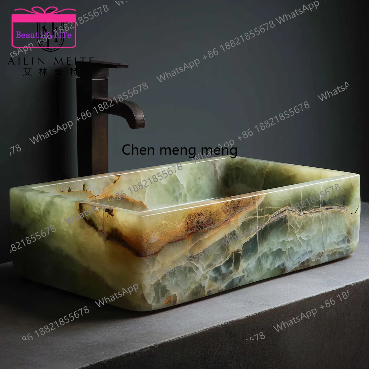 A17 Italian light luxury natural marble wash basin, simple and modern, face basin, household table basin
