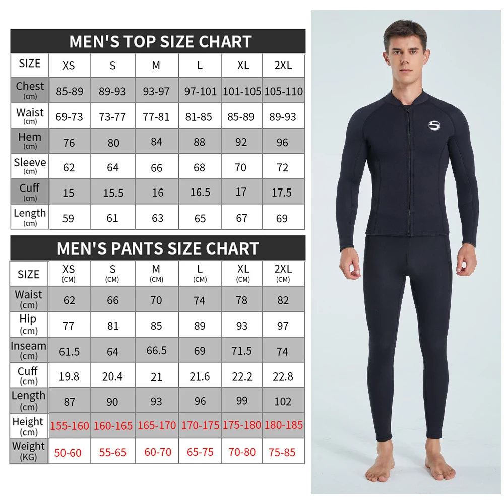 Men\'s New Professional Diving Suit  Cold Proof Warm 3mm Neoprene Top Pants Split Suit Male Thick Wading Swimming Surfing Wetsuit