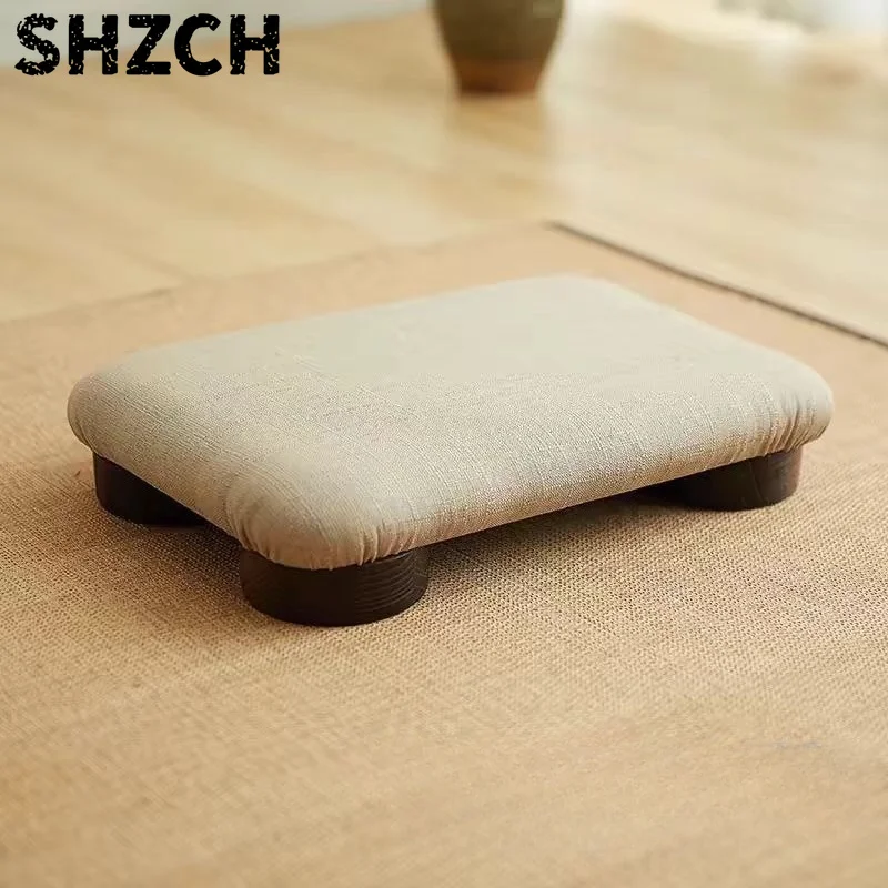 Solid Wood Stools Bay Windows  Tatami Mats Soft-bottomed Benches Meditation and Meditation Low Stools