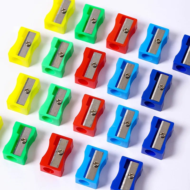 

10pcs Mini Pencil Sharpener Colored Single Hole Rectangular Plastic Primary School Student Manual Pencil Sharpener Stationery