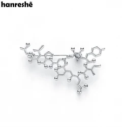 Hanreshe New Trendy Oxytocin Lapel Pin Badge Silver Color Pins and Brooches Doctor Medical Jewelry Women Men Accessories Pin