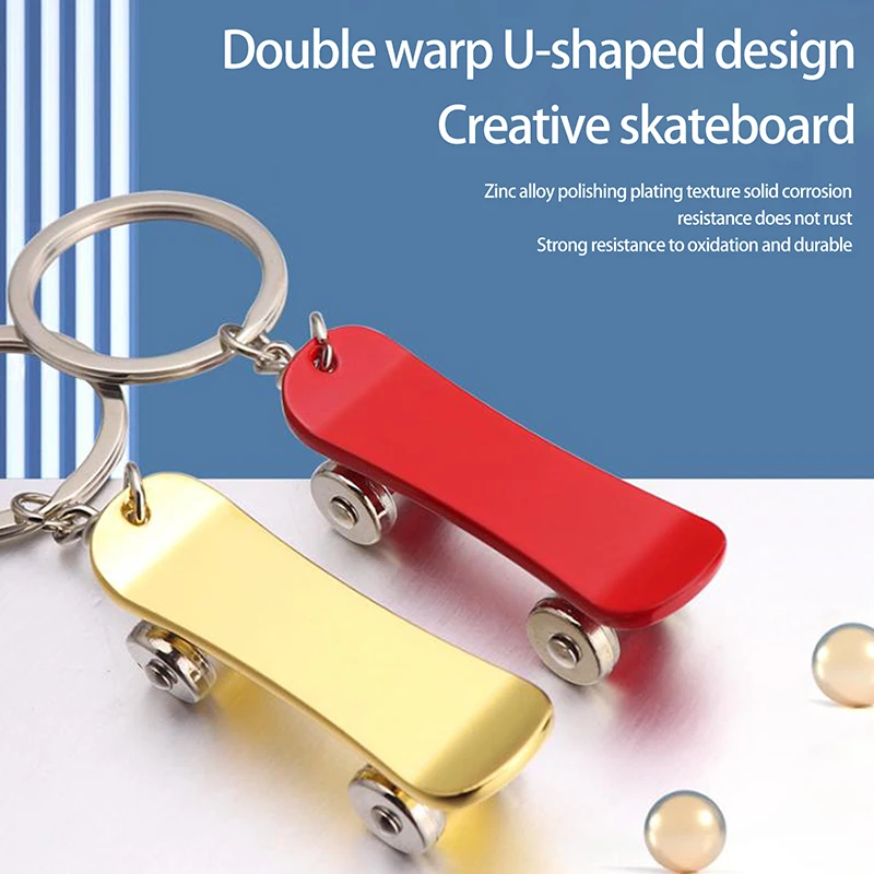 Creative Fingertip Scooter Keychain Stainless Steel Key Ring Charms Finger Skateboard Decompress Toy Gift Key Holder Accessories