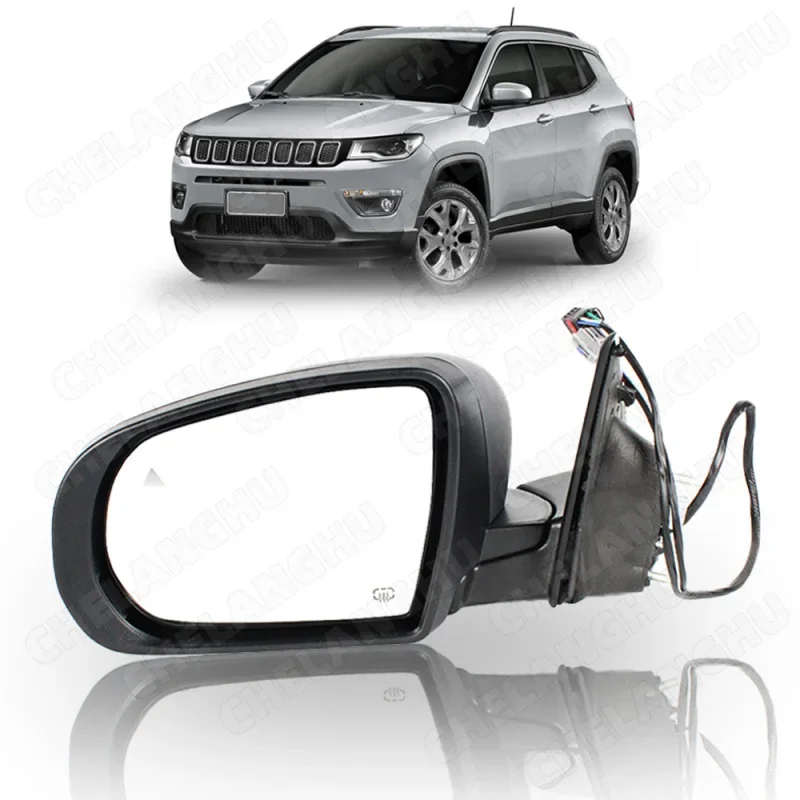 

1Pc Left Side For Jeep Compass 2017 2018 2019 2020 2021 Rear Mirror Assembly 9-Pins With Power Adjust Power Fold Turn Lamp Heat