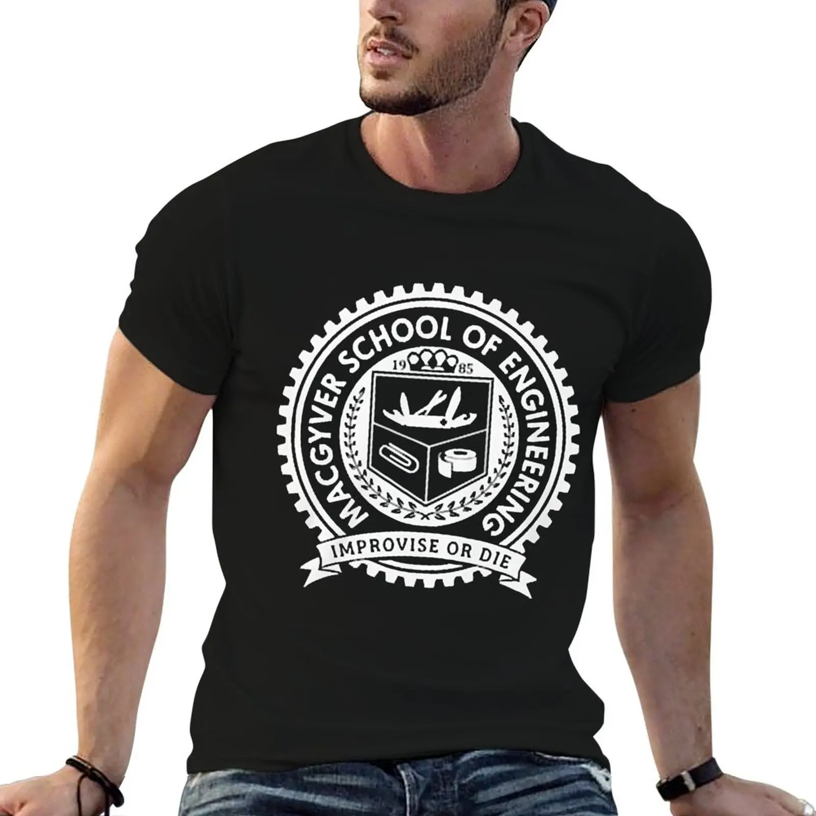 Camiseta Macgyver School Of Engineering, camisetas engraçadas, camiseta masculina de algodão, camiseta personalizada