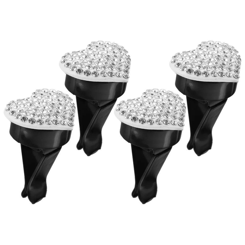 

4pcs Car Air Vent Clips Heart Shape Rhinestone Aromatherapy Decorations PVC Freshener Women Accessories Automotive