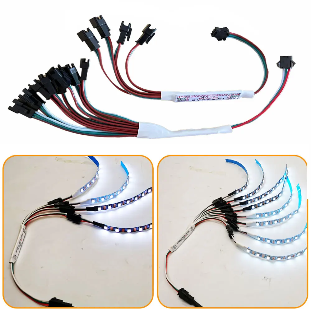 Mini 3Pin TTL Signal Amplifier LED Repeater 1 TO 4/8 for WS2812B WS2811 SK6812 RGBIC Addressable Pixel Strip Light Module 5-24V