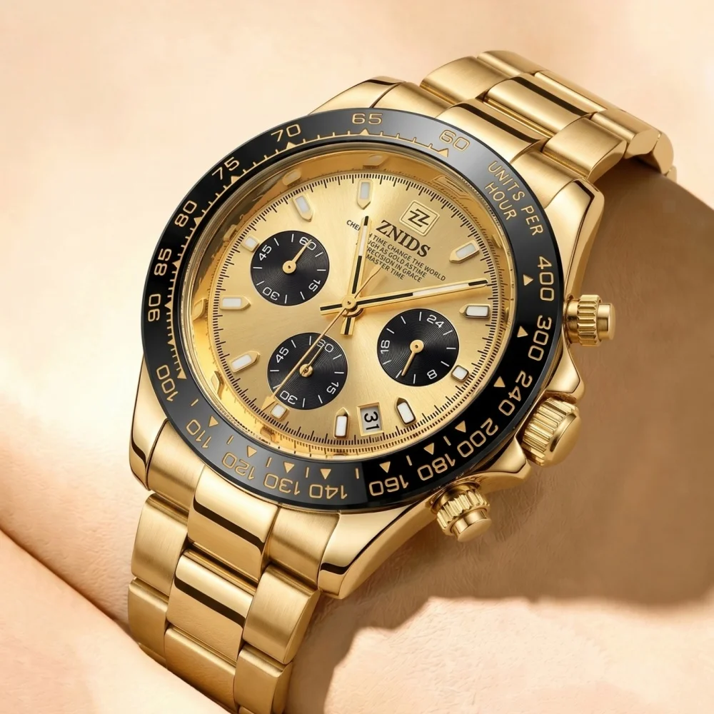High-Appearance Value Men's Watch with Three Dials and Six Hands, Classic Punk Style, Luminous Calendar, Steel Band, Quartz Wristwatch, Business Casual Waterproof Men's Watch, Versatile Tough Guy Watch, Top Choice for Gift Giving