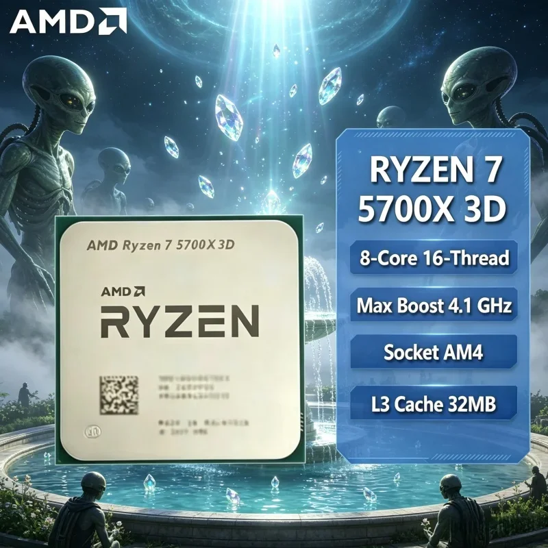 

Stable Multi-tasking 2026 AMD R7 5700X3D 96MB 3D V-Cache Zen3 7NM 8C16T 4.1GHz Boost AM4 105W Gaming Bulk Processor