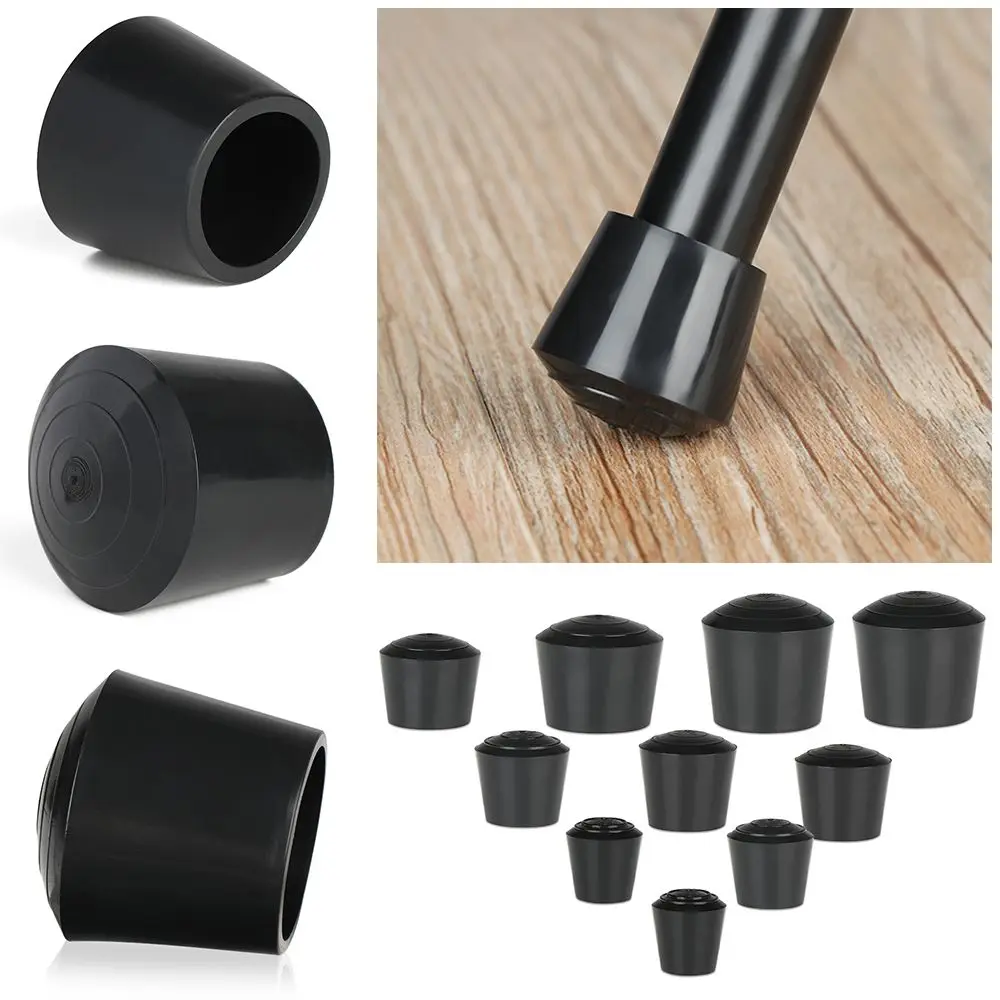 10pcs/pack Black Round Table Chair Foot Cover Rubber Chair Leg Caps Non-Slip Chair feet Pad Furniture Accessories