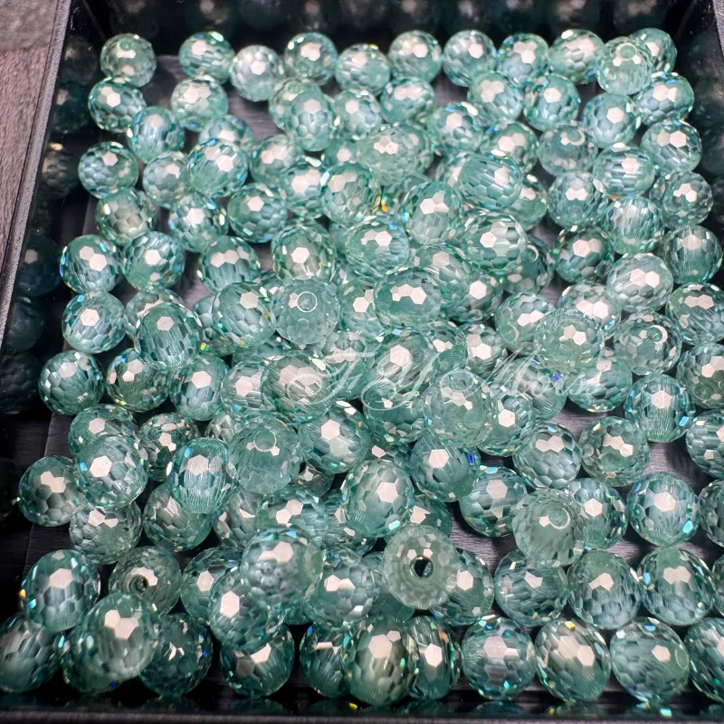 Green / Lake Blue Moissanites Beads Stone DIY Round Cut Moissanite Spherical Beads Certified With Laser-Engraved Serial Number