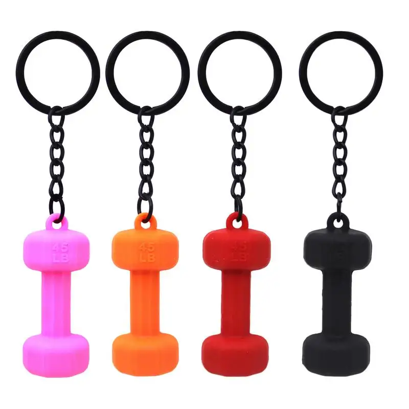 Dumbbell shaped Keychain Creative Colorful PVC Key Chain Ring Delicate And Exquisite Outdoor Sports Exercise Pendant