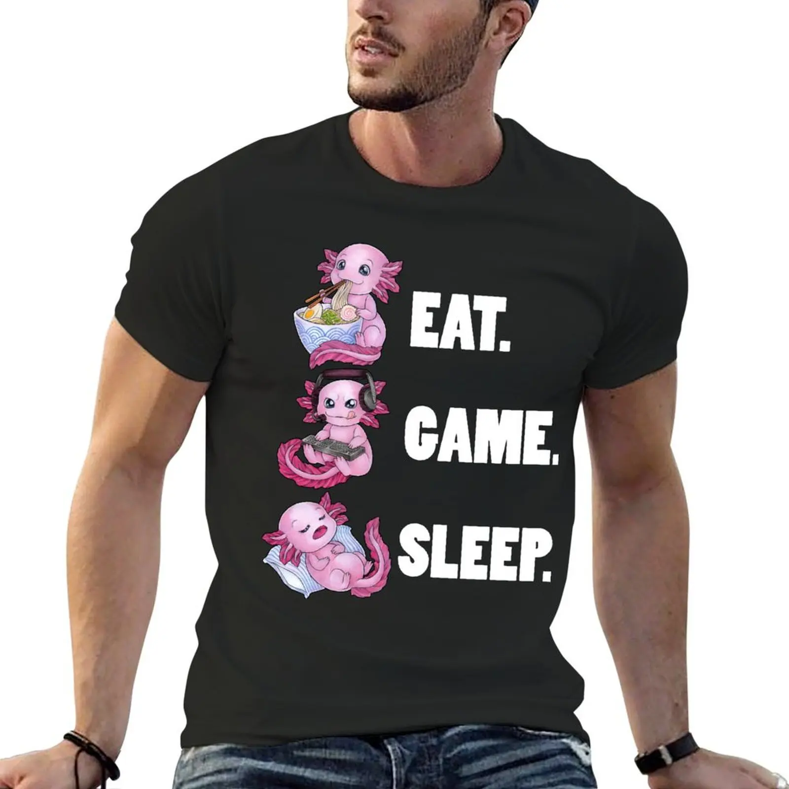 Eat Game Sleep - Cute Axolotl great gift idea T-Shirt heavyweights sports fans sublime t shirts for men pack