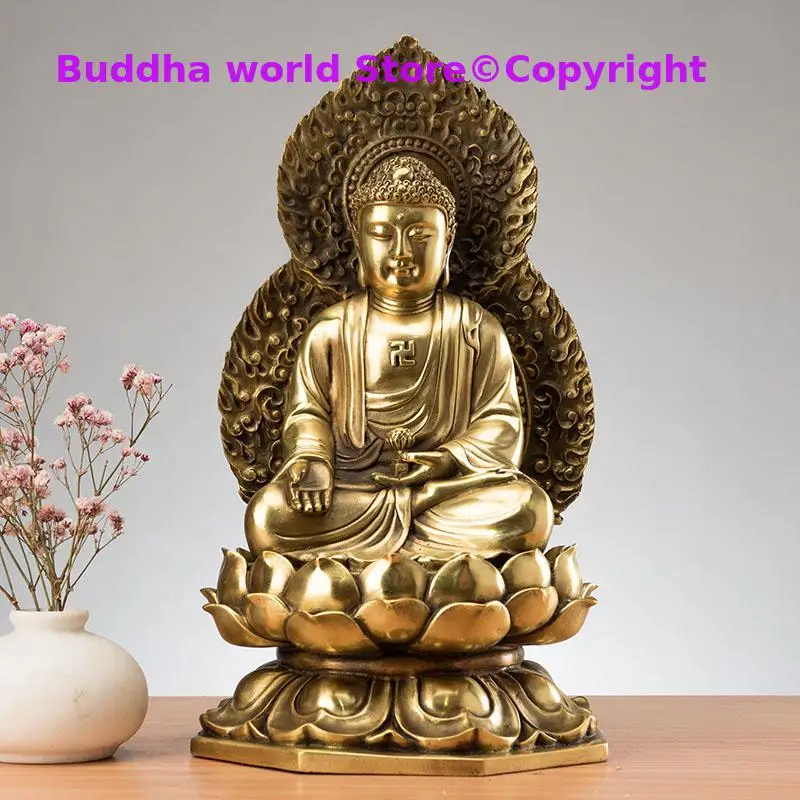 2025  Offer High grade Copper worship Buddha statue Amitabha GOOD LUCK God home family efficacious safe protection Talisman