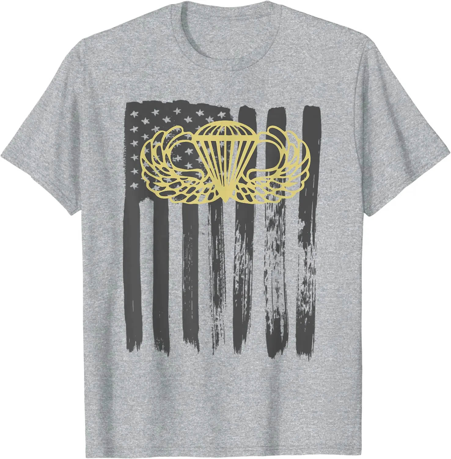 Army Parachute Wings Badge and US Flag Airborne Men T-Shirt Short Sleeve Casual Cotton O-Neck Summer Shirts