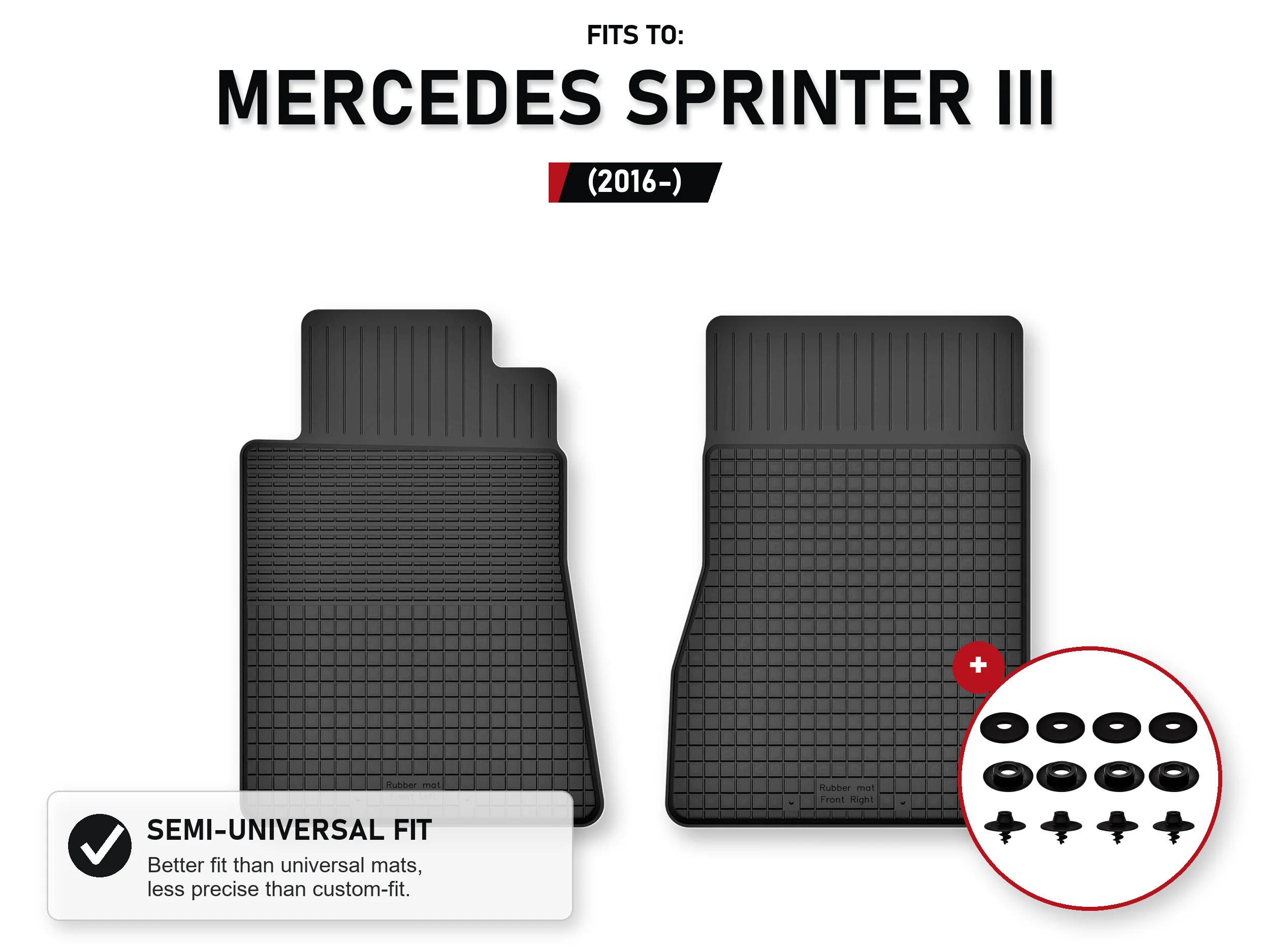 Voorste bakmatten voor: Mercedes Sprinter Iii 2016- met stoppers