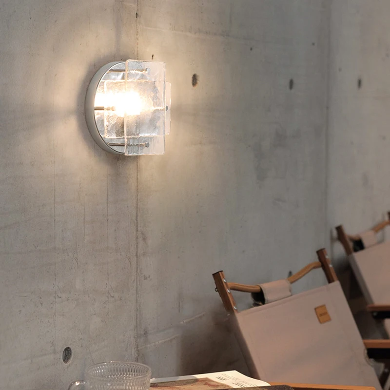 

Ice Glass Wall Light Chrome Metal Base G9 Bulb Hotel Living Room Bedroom Stairs Aisle Bathroom Sconce