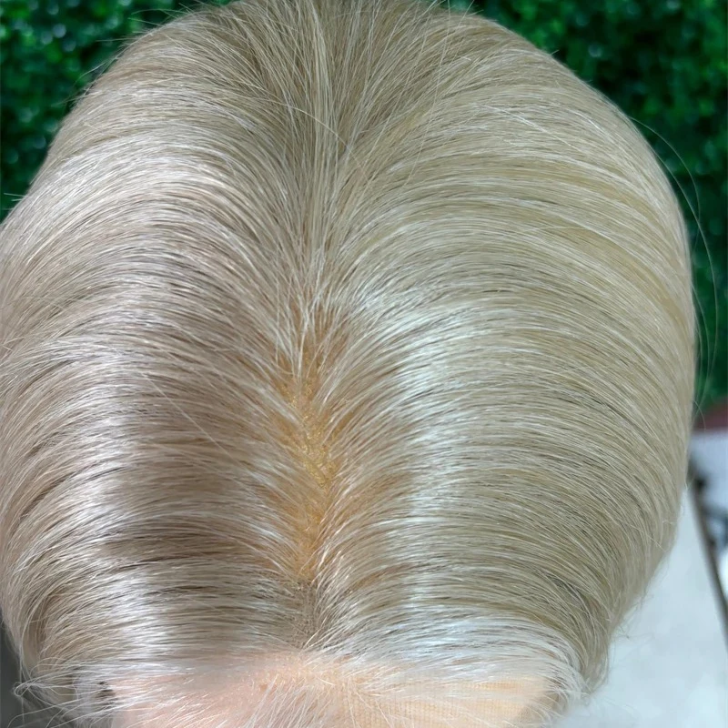 Aschblonde Lace-Front-Perücke, synthetische Perücken für Frauen, lang, seidig, gerade, hellblond, Highlights, leimloser Haaransatz, tägliche Party