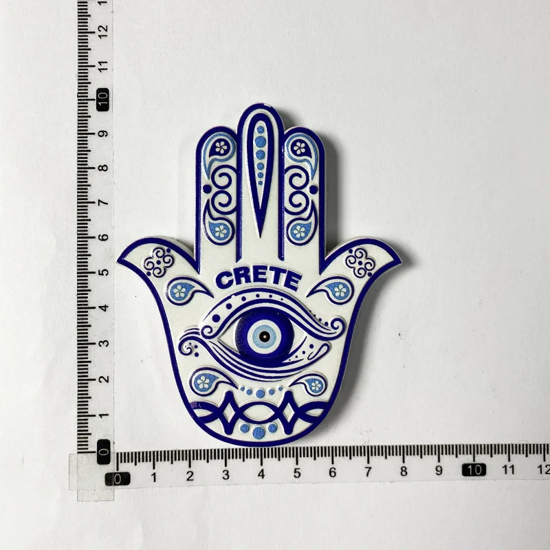 همسة مغناطيس الثلاجة اليدوي مع عين الشر، كريت اليونان ديكور المنزل مغناطيس الثلاجة لطيف غرفة الديكور