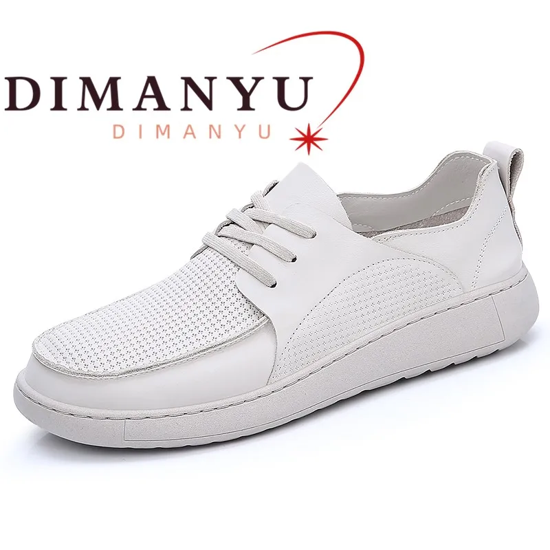 DIMANYU Men Hollow Out Perforated Sneakers Lace Up Breathable Casual Shoes Men Platform Walking Driving Footwear Men
