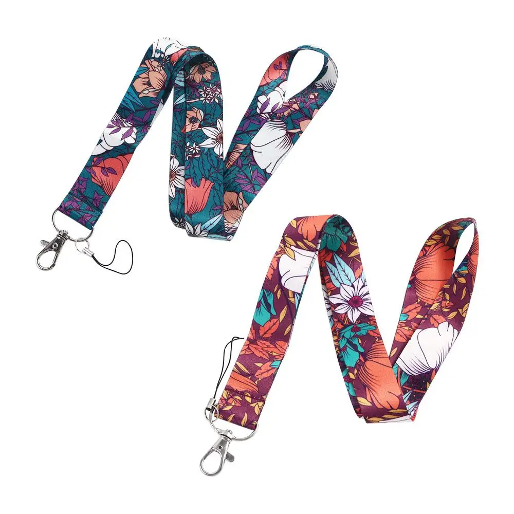 

Webbings Ribbon Key Ring Holder Badge Strap Mobile Phone Strap ID Card Pass Hang Rope Flower Lanyard Badge Holder Keys Keychain