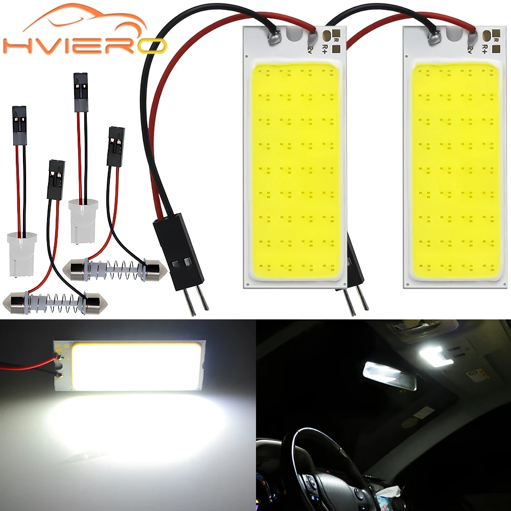 2 pçs luz da porta do carro lâmpadas de estacionamento t10 w5w 16/24/36/48smd leitura led 12v auto interior cúpula festão tronco placa licença lamping