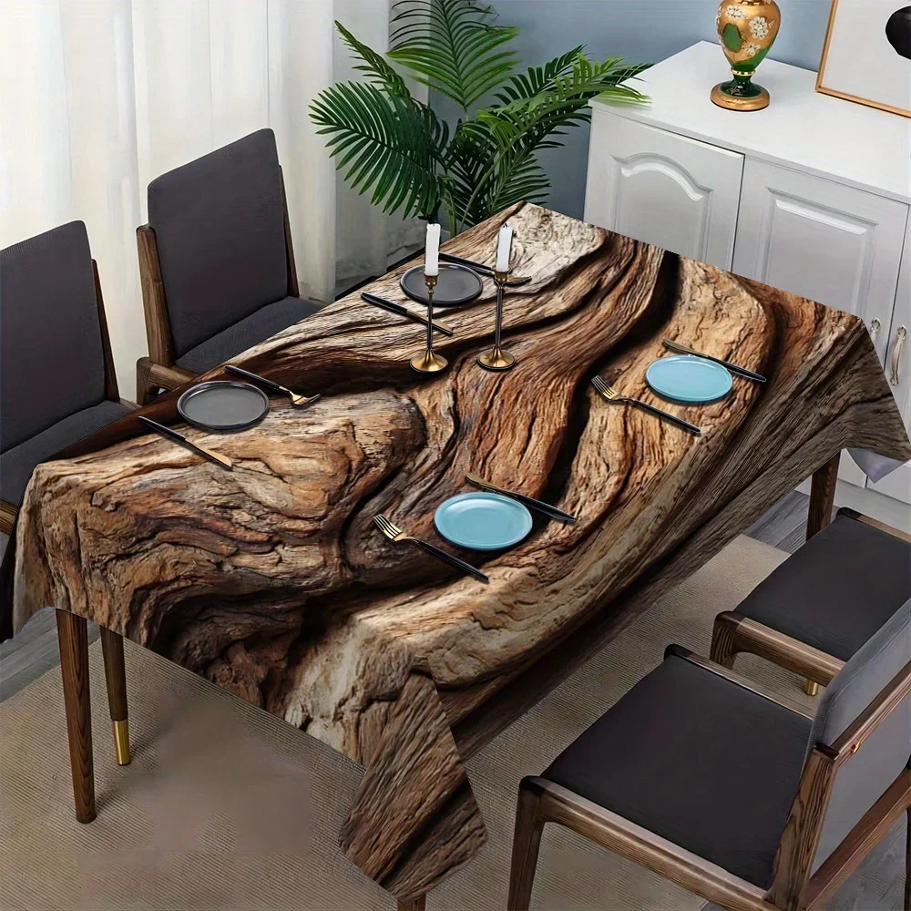 1pc Modern Decorative Art Bark Design Printed Tablecloth, European Home Decor Itemxzj