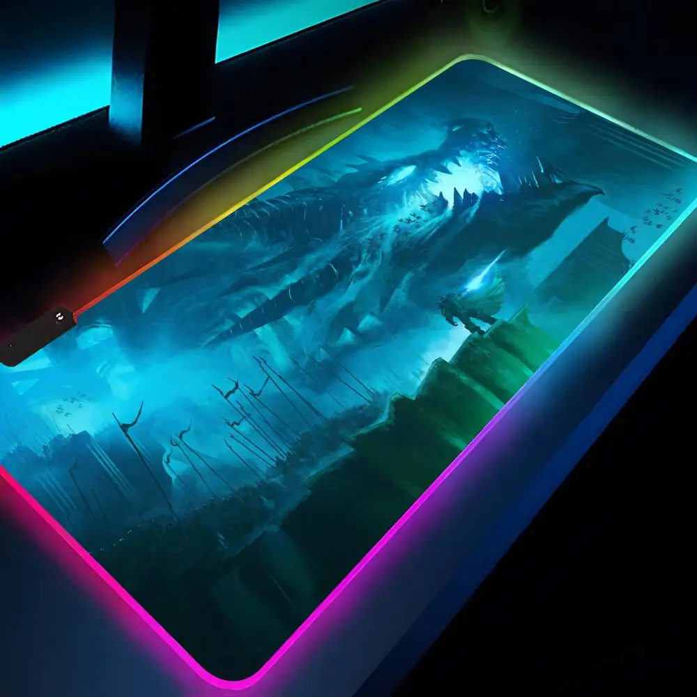 Alfombrilla de ratón W-World Of Warcraft Rgb Xxl, alfombrilla para ordenador portátil, alfombrilla para ratón para juegos, teclado retroiluminado, alfombrillas de mesa para chica, escritorio