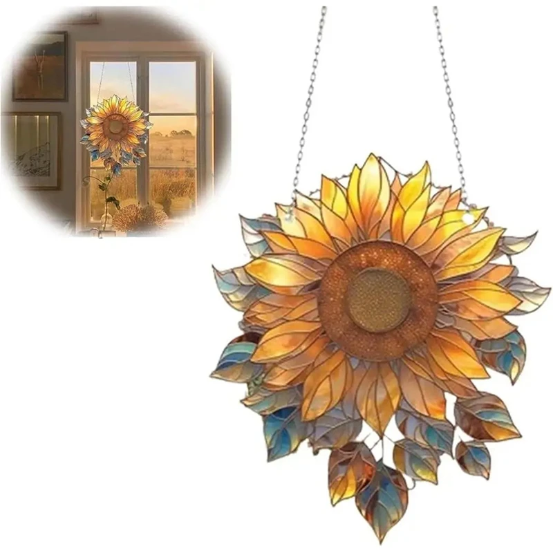 Girasole acrilico appeso a parete decorazione di piante di girasole porta finestra appesa decorazione decorativa della camera da letto decorazione della stanza