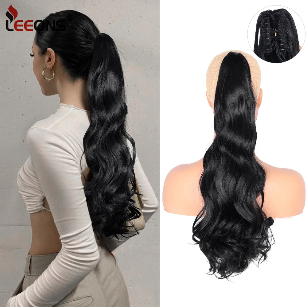 

Cheap 24" Long Curly Wavy Claw Clip in/on Ponytail Hair Extensions Synthetic Hair Heat Resist claw clip on ponytails for women