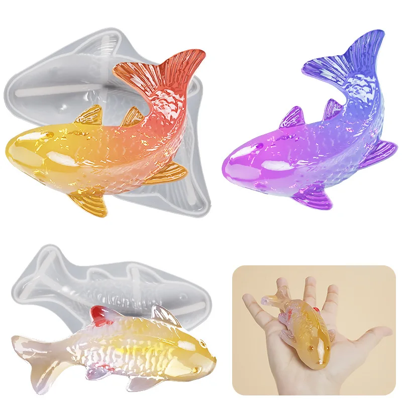 Koi Fish Shaped Epoxy Resin Mold Ocean Animal Carp Octopus Epoxy Casting Silicone Mould Fish-Tank Decoration Jewelry