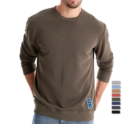 AIOPESON Cotton-blend Mens Crew Neck Solid Color Sweatshirts Pullover Casual Sport Sweatshirt for Men