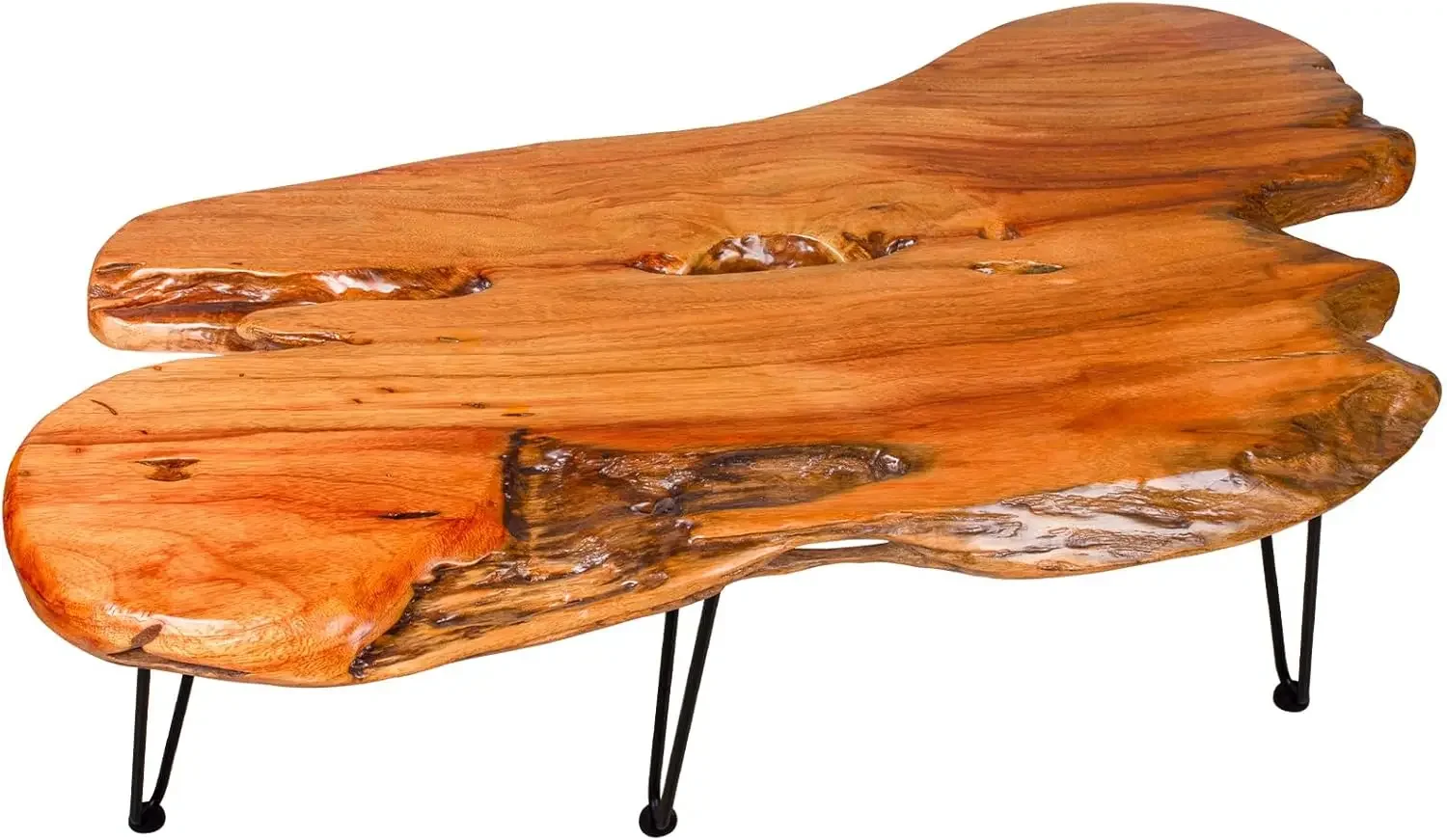 

Natural Wood Live Edge Coffee Table Handmade Living Room Center Table Metal Hairpin Legs Modern Rustic Farmhouse Contemporary Or