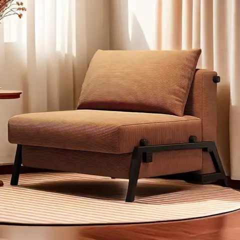 Sofa Bed, Foldable Single Push-pull Bed for Living Room, Study Room and Balcony, Retro Fabric Sofa for Small Apartment, Corduroy