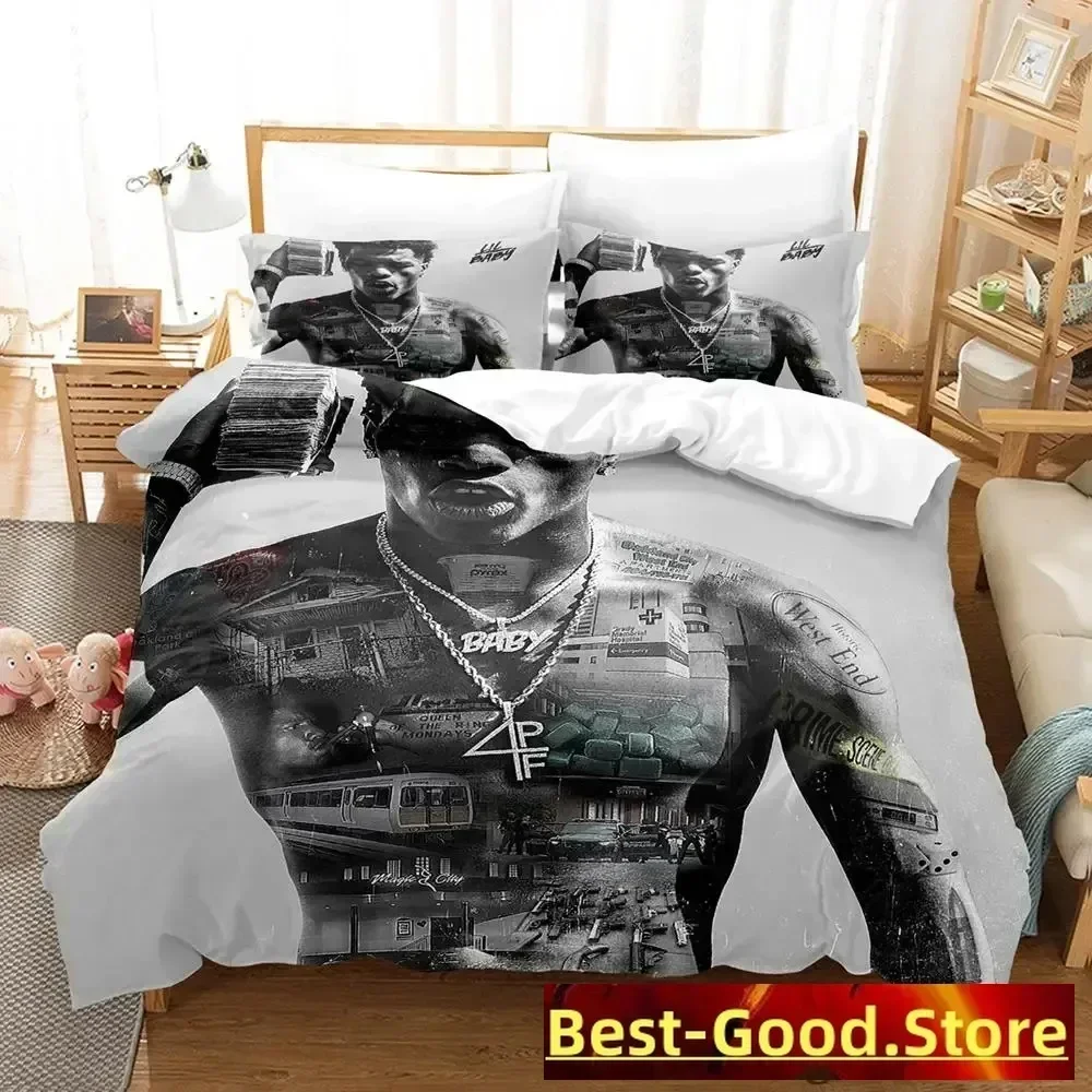 Popular lil baby Anime parure Printed Bed Set Duvet Cover Pillowcase Bedding Set Linen Sheet Quilt Cover Full Queen King Size