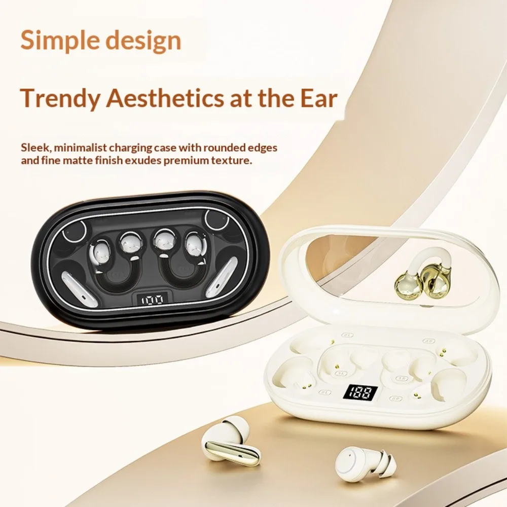 3-in-1 Wireless In-ear Sleep Bluetooth Earphones With Short Stems Heavy Bass Ear-clip Design For Running And Ultra-long Battery