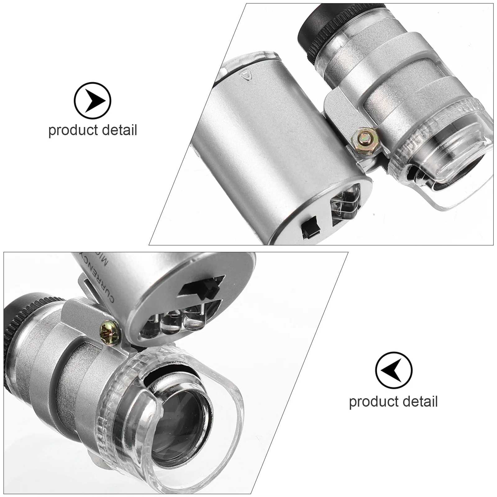 

1Pcs 60x Mini Microscope LED Light Pocket Jewelry Magnifier Durable Metal ABS Currency Detecting Tool Mini 60x Microscope