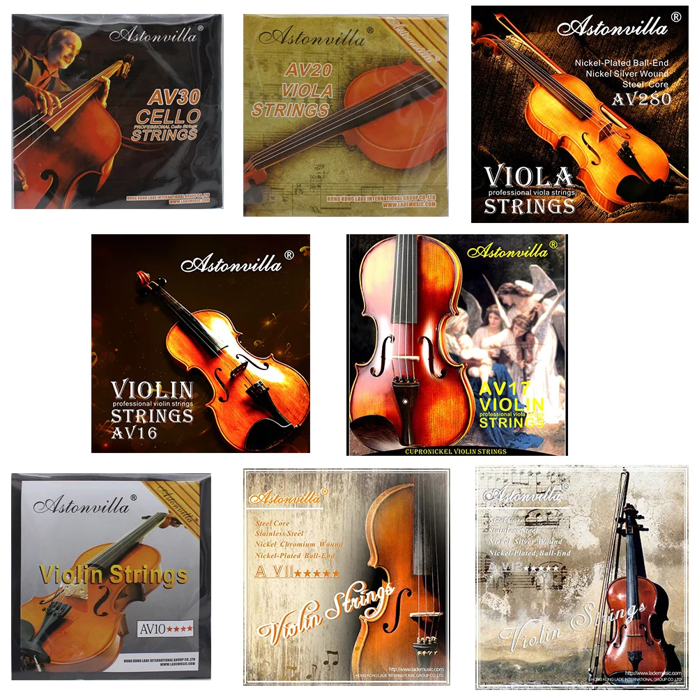 Astonvilla Professional Violin Viola Cello Strings (E-A-D-G) Multiple Colors Nickel Silver Wound for 4/4 3/4 1/2 1/4 Viola Parts