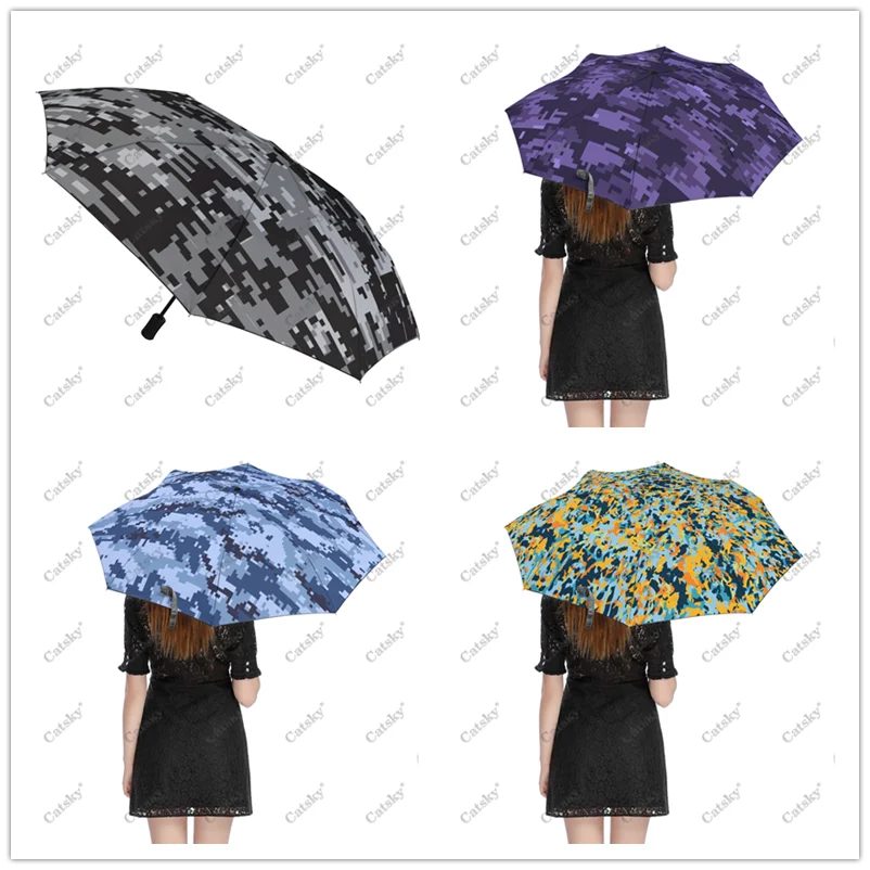 Digital Camo Wo Folding Umbrella Windproof Sunscreen  UV Protection Fashion Portable Gift Travel Outdoor Umbrellas