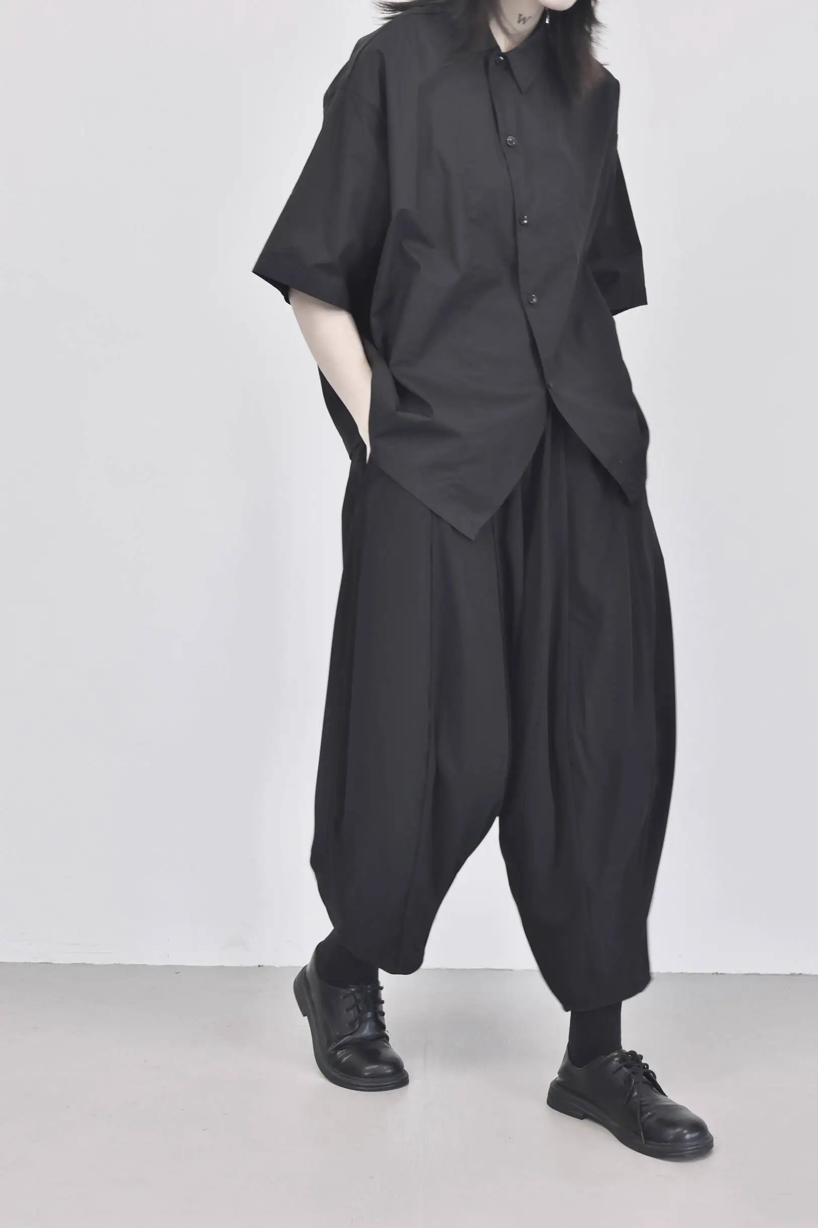 Spodnie damskie UMI MAO Yamamoto, ciemne, jesienne, w stylu casual, cienkie, wyszczuplające, typu marchewka, modne spodnie damskie Y2K, odzież gotycka.